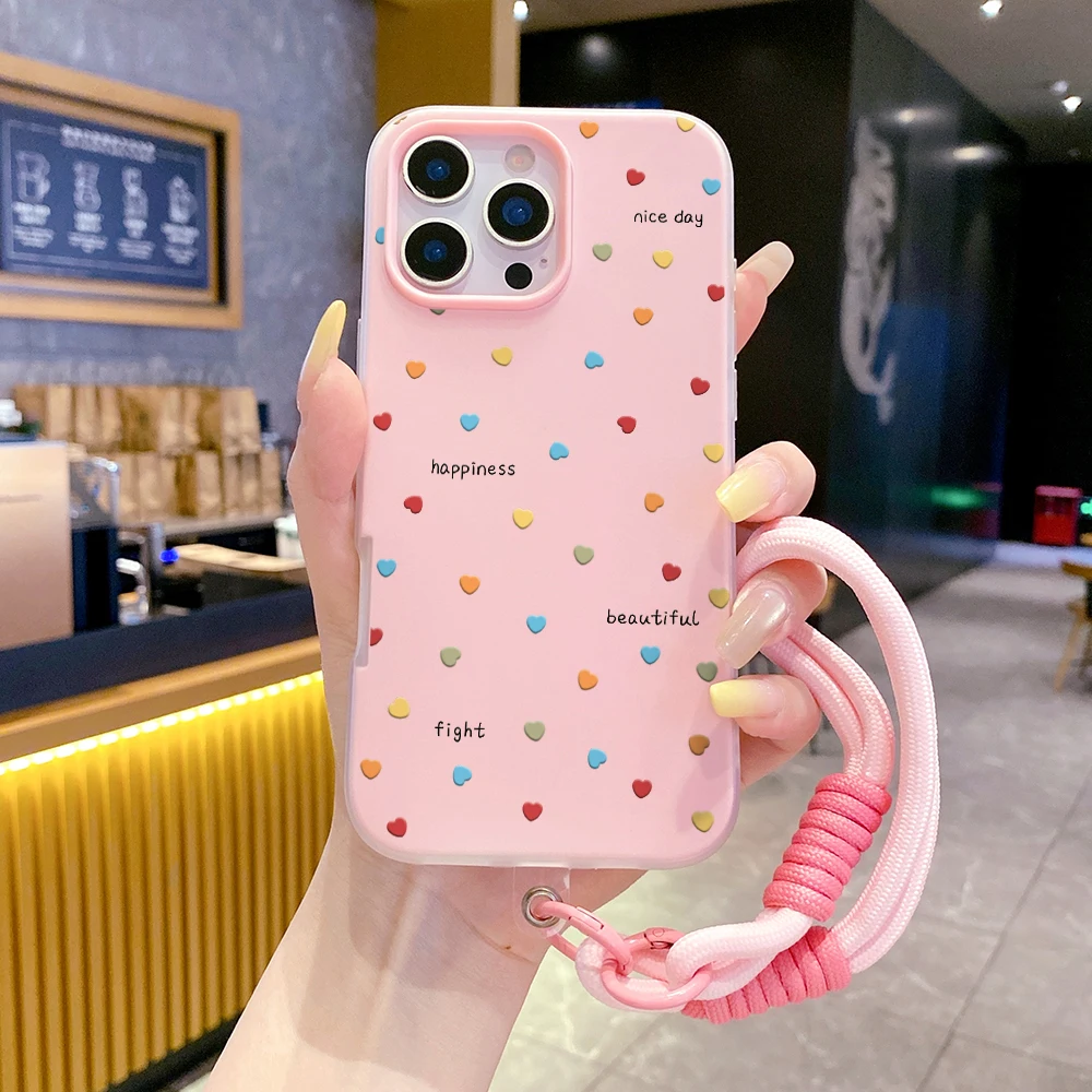 Чехол для телефона из ТПУ с ремешком на запястье, цветной, для Xiaomi 17 Pro Max 15T Pro 14T Pro Mi 11 Lite 5G, эстетичный, с ремешком-шнурком