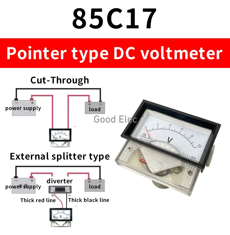 85C17 DC 1V 2V 3V 5V 10V 15V 20V 30V 50V 100V 500V  Panel Meter voltmeter for voltage Testing voltage Tester Gauge