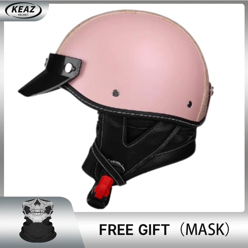 

Women Half Helmet Vintage Leather Wedding Gift Bridal Motorcycle Helmet Pink peony Custom Perfect for Biker Bride's Pink Peony