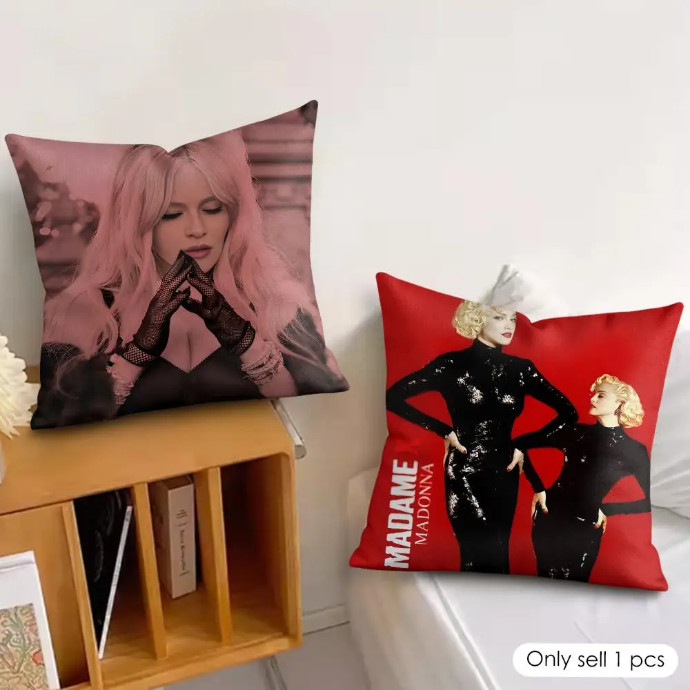 Iconic Singer M-Madonna Cushion Cover Soft Plush Fabric Double-Sided Printed Pillowcase for All Seasons Home Decor