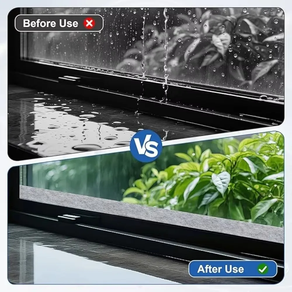 Felt Cotton Window Absorbent Strip Thickened Water Absorbent Windowsill Water Strip Self Adhesive 4M Length