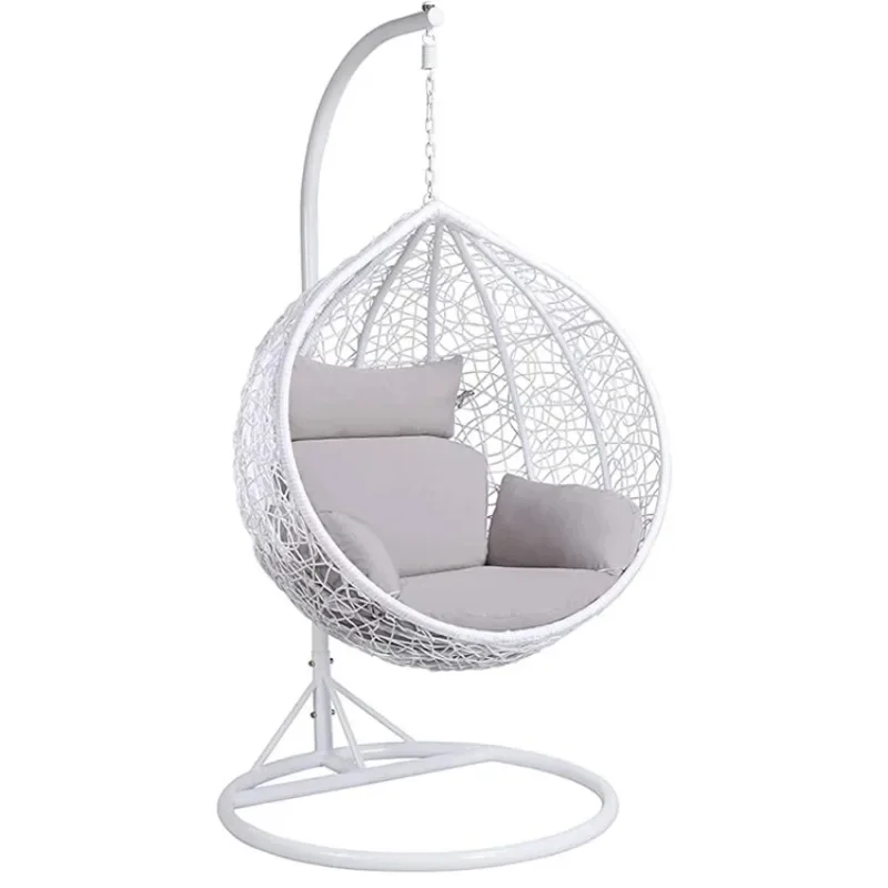 Modern Rattan Hanging Egg Chair With Stand Patio Swings Rocking Basket Hammock Chair Balcony Courtyard Garden Outdoor Furniture