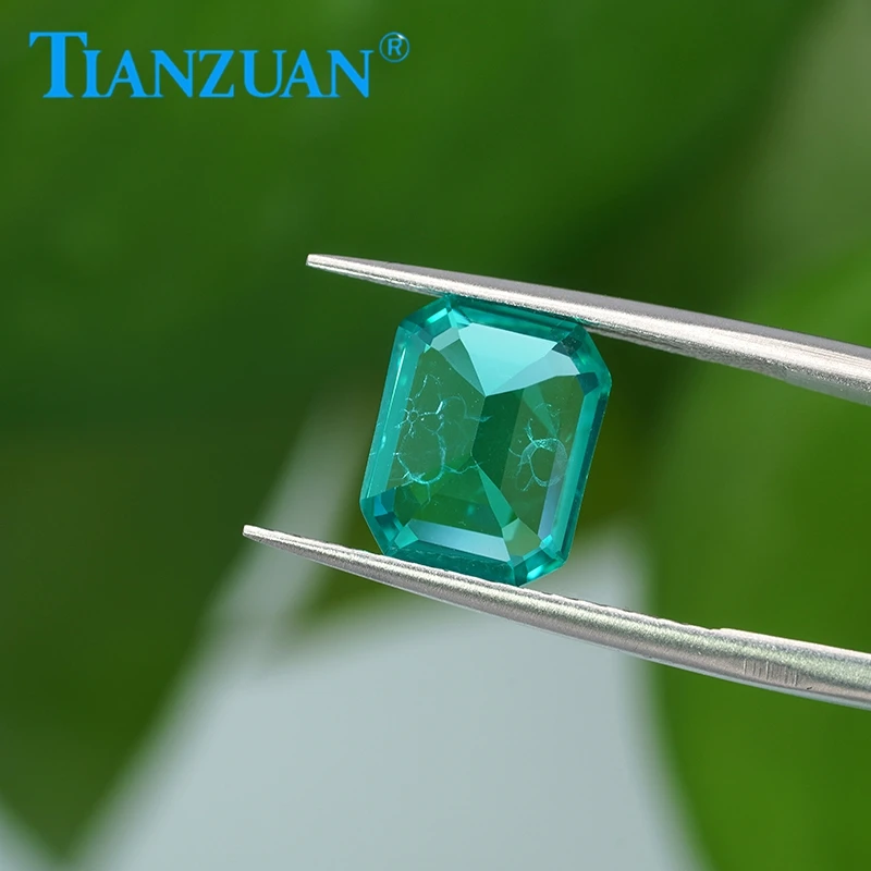 Lab Grown Paraiba YAG 5x7mm~8x10mm Emerald Cut Synthetic Yttrium Aluminum Garnet Loose Gemstones Stone for Jewelry Making