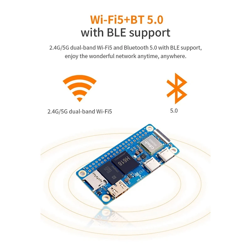 For Orange Pi Zero 2W Development Board RAM DDR4 Mini PC Allwinner H618 Wifi5 Bluetooth5.0 Supports 4K 60FPS Durable Easy To Use