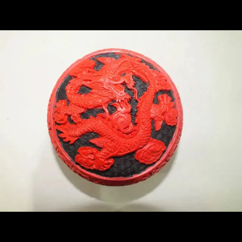 Exuqisite Chinese Traditional Technology Red Lacquerware Dragon Jewelry Box