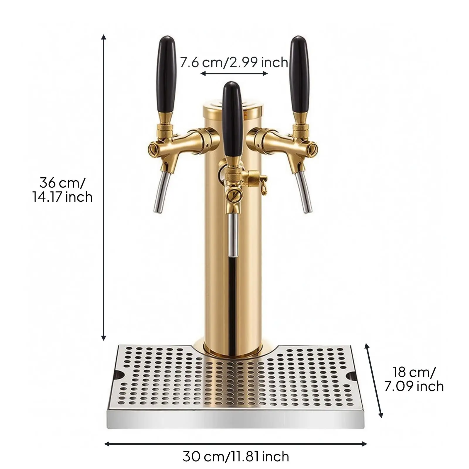 Beer Dispensing Tower Polished Gold Tap Beer Column with Drip Tray for Home Kitchen or Pub Use view 5