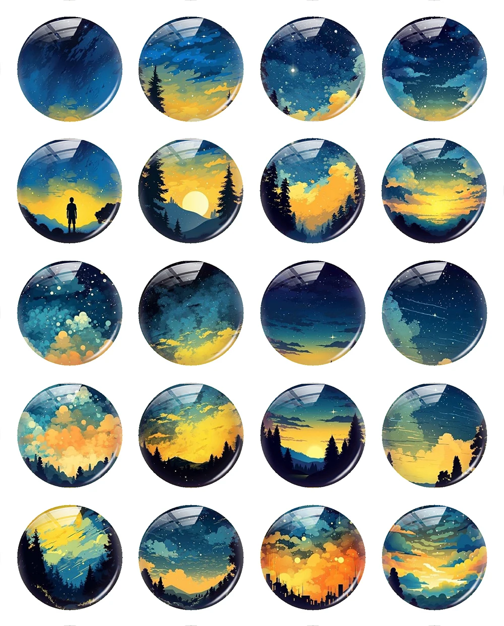 Handmade Watercolor Sunset View Sunup Photo Glass Cabochon Charms Demo Flat Back Cameo For Diy Jewelry Making Accessories