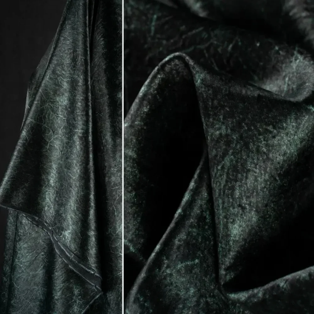 

Dark Green Acetate Fabric Smooth Breathable Designed By Fashion Designers Wholesale Cloth Apparel Sewing By Meters Diy Material