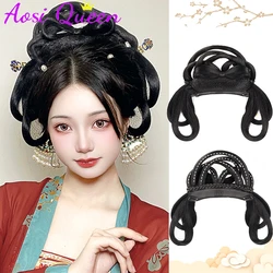 AOSI-Peruca Sintética Hanfu, Headband, Bun Bow Antigo, Novato, Canção Diária e Dinastia Ming, Estilo Traje