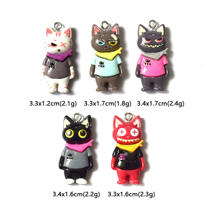 10Pcs Cute Pirate Kitten Charms Cartoon Resin Pendant For Making Diy Necklace Earrings Keychain Handmade Accessories Supplies