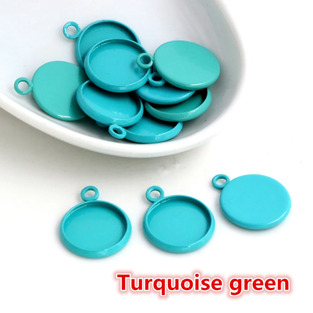 (New Colors) 20pcs/lot 12mm Inner Size 8 Colors Plated High Quality Iron Material Cameo Setting Pendant Tray,Fit 12mm Cabochons