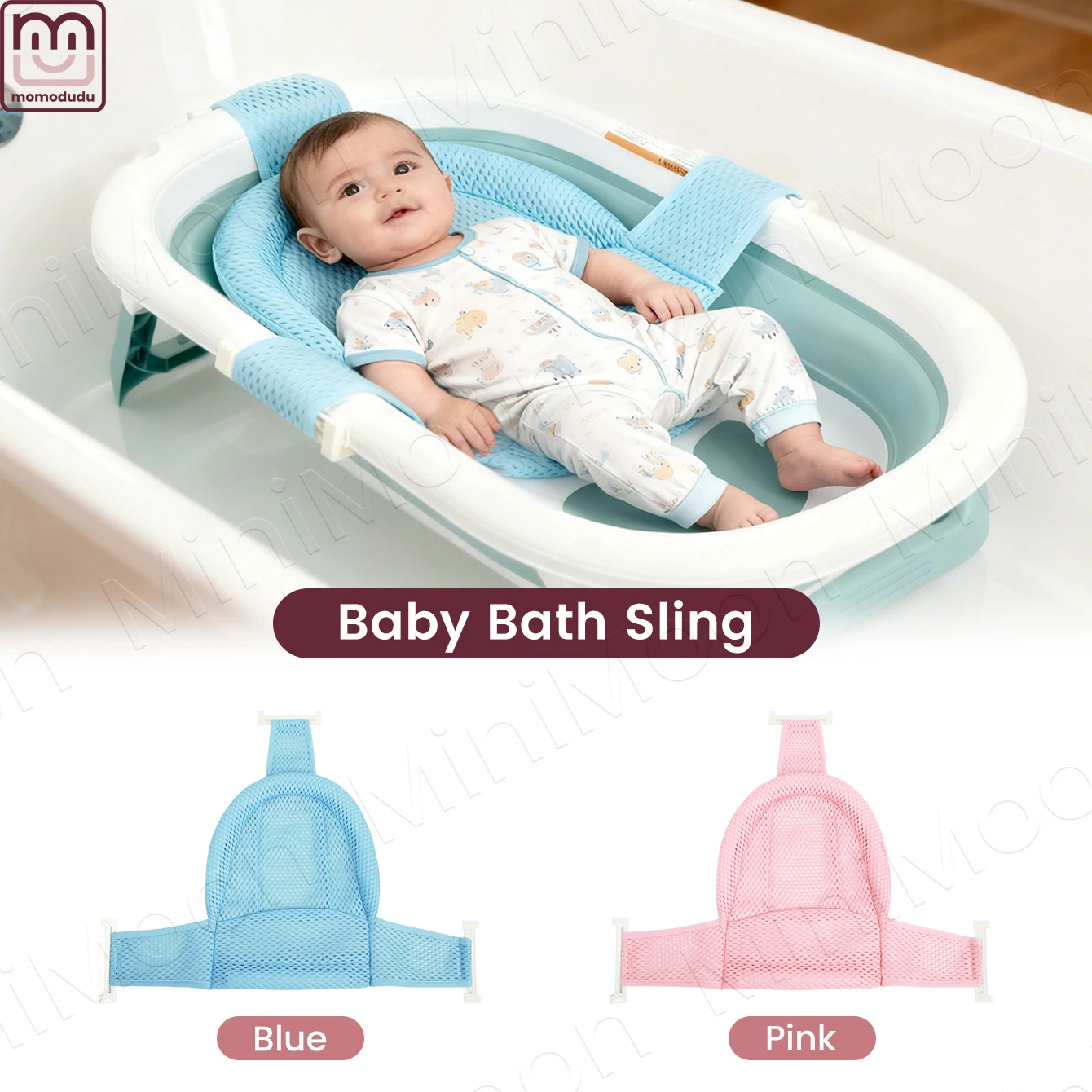 Estera de soporte para baño de bebé antideslizante, cojín de malla flotante para bebés de 0 a 2 años (bañera no incluida)