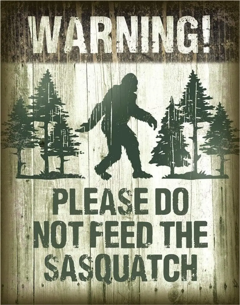 Desperate Enterprises Warning! Please Do Not Feed The Sasquatch Tin Sign - Nostalgic Vintage Metal Wall Décor - Made in USA