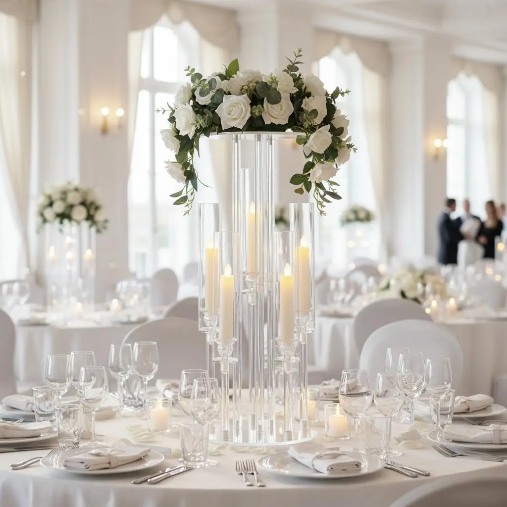 Clear Centerpiece for Table,Acrylic Centerpiece Stand for Wedding Reception,Acrylic Candle Holder for Wedding,Room Decor
