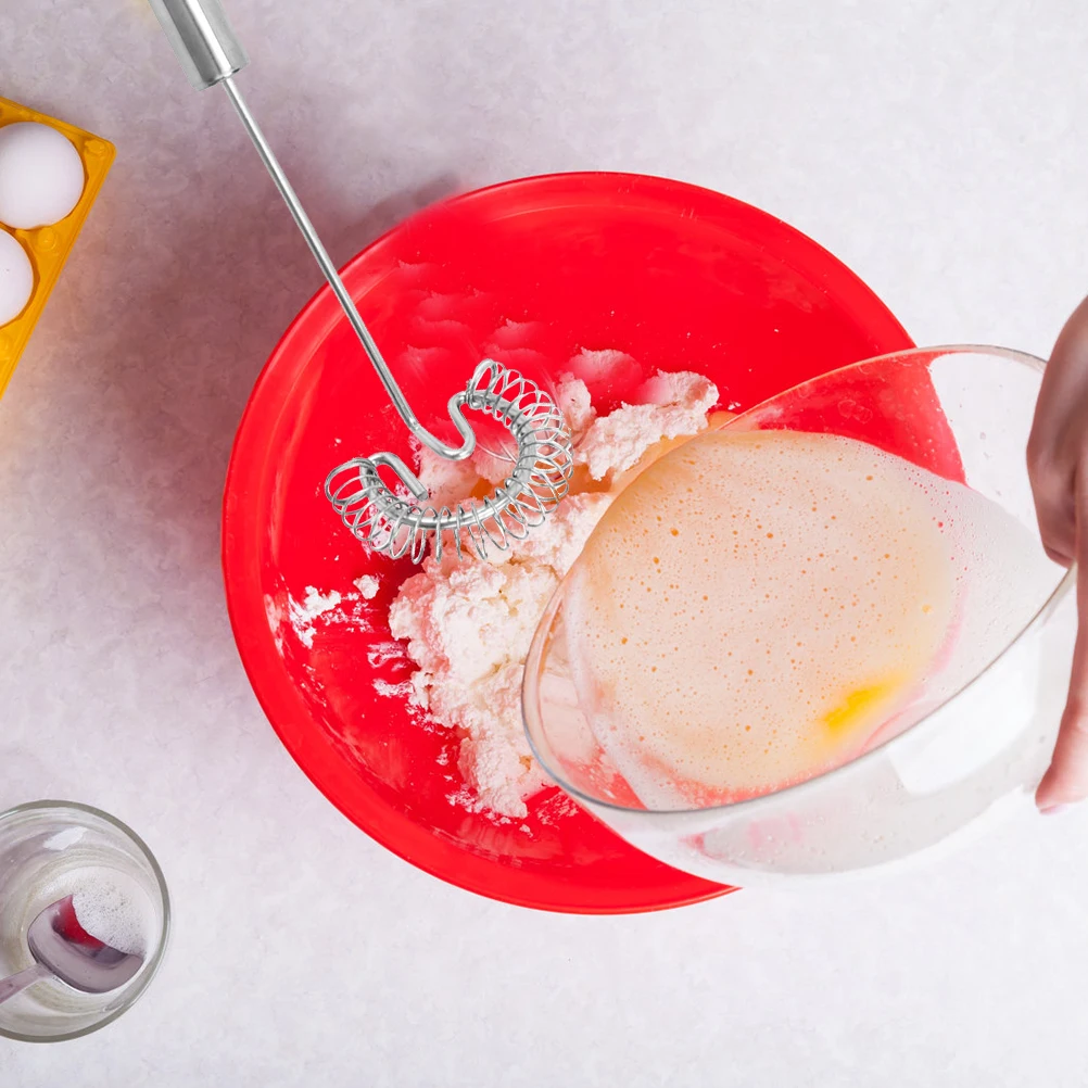 

2Pcs Egg Whisk Manual Kitchen Mixer Stainless Steel Handheld Milk Frother Ergonomic Handle Non-Slip Comfortable Grip