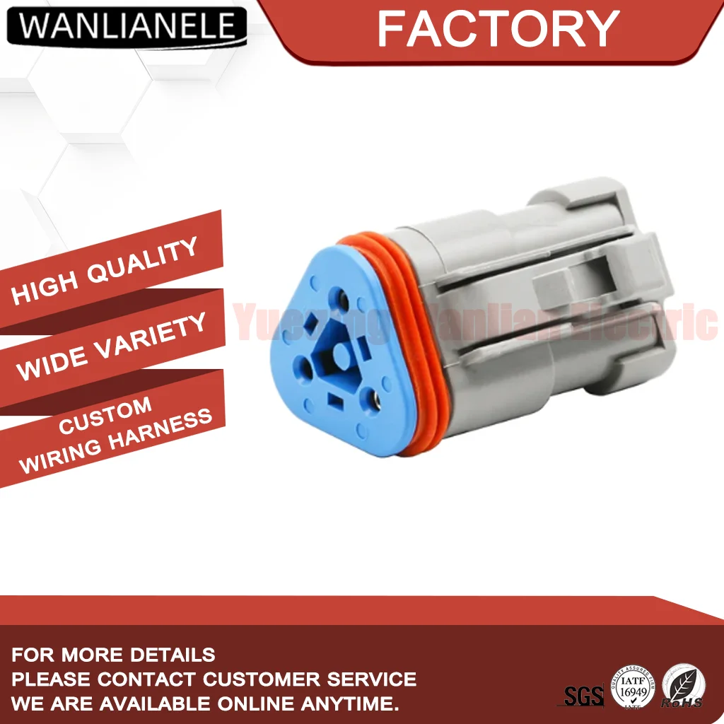 50 Sets DT06-3S-P006 3 Pin Female Connector Housing DT Series IP68 Waterproof 13A 250V Grey Plug for Automotive Harness
