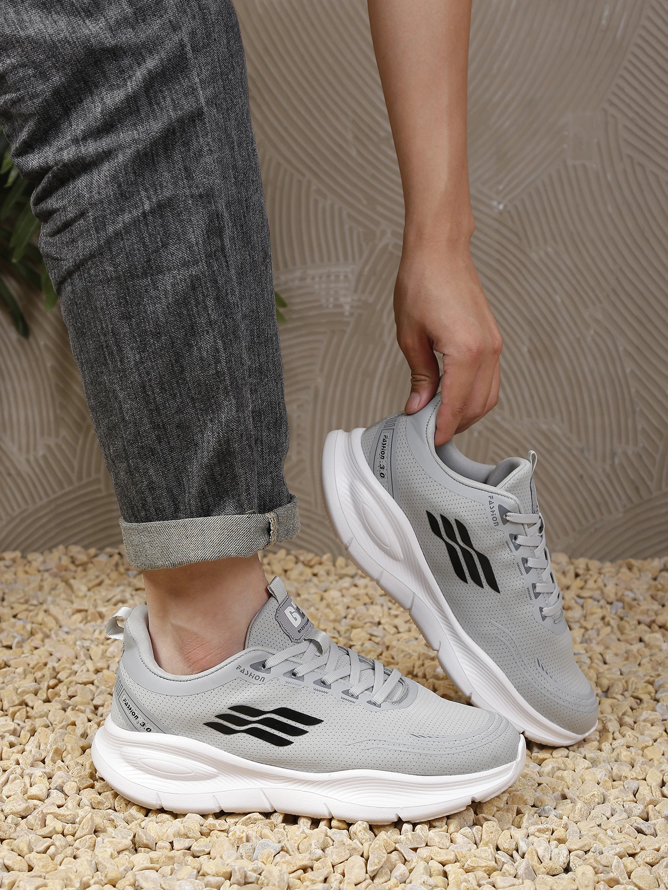 Atmungsaktive Laufschuhe aus Mesh für Damen und Herren, Sport- und Freizeitschuhe mit erhöhter Sohle, Outdoor-Freizeitschuhe – Detail 16