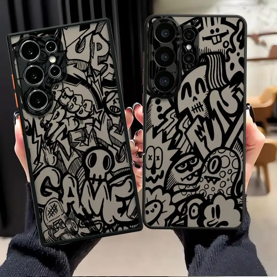 Case for Samsung Galaxy S26 Note 20 Ultra 10+ S25 Ultra S20 FE S23 FE S21 S24 Plus S22 Funda Back Phone Cover Creative Graffiti