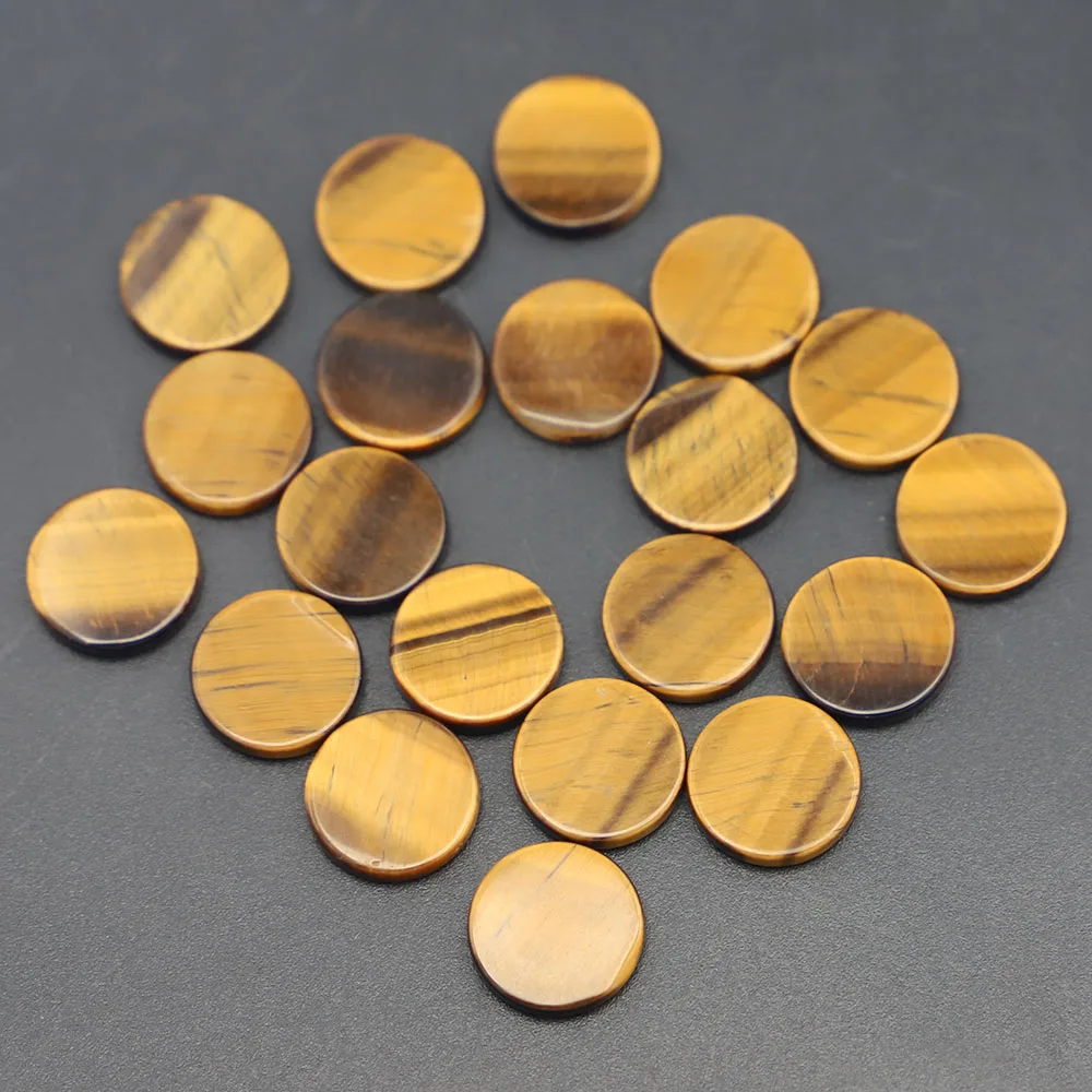 

Wholesale 30Pcs Natural Stone Tiger Eye Round Shape CAB CABOCHON Beads 12x2.5mm for DIY Jewelry Accessories Making Free Shipping