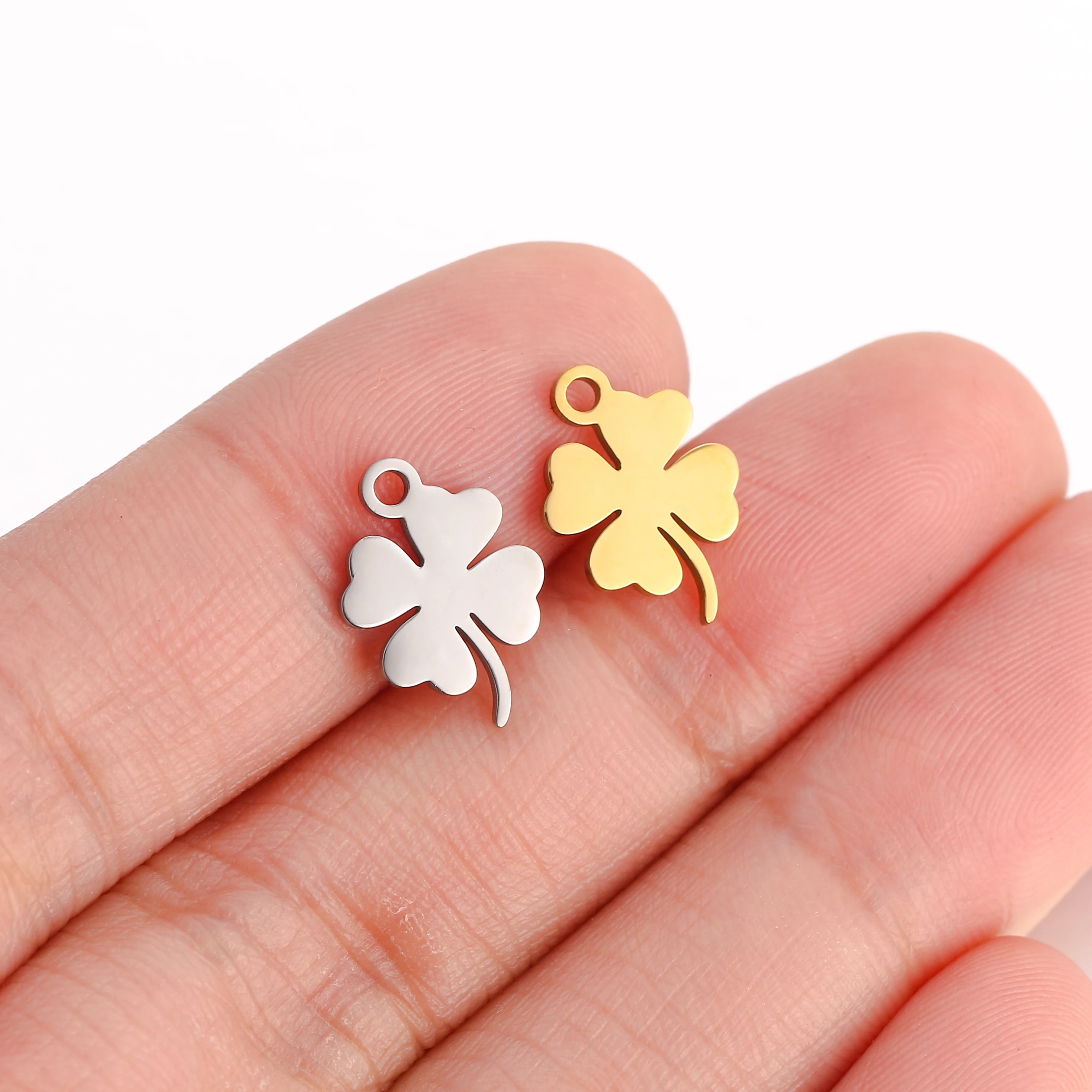 5 Stück Edelstahl Mini Stern/Klee/Handfläche Charm Verbinder Anhänger DIY handgemachte Halskette Ohrringe Schmuckherstellung Zubehör – Detail 8