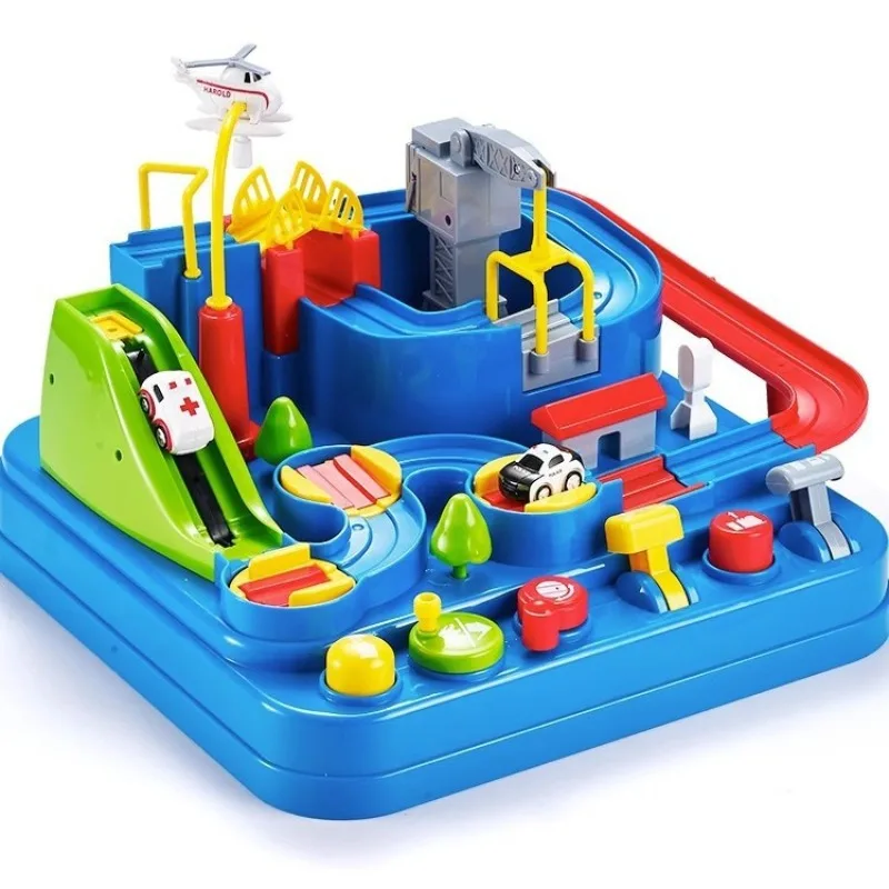 Set di parcheggio giocattolo per pista di avventure per auto, giocattolo puzzle per bambini scorrevoli inerziale