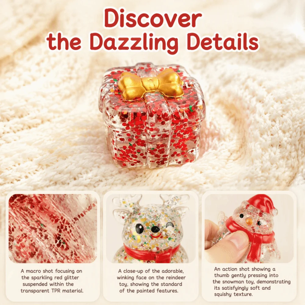 Fashion Slow Rising Christmas Squishy Glitter Sequins Cute Fidget Squeeze Assorted Snowman Shape Stress Relief Holiday