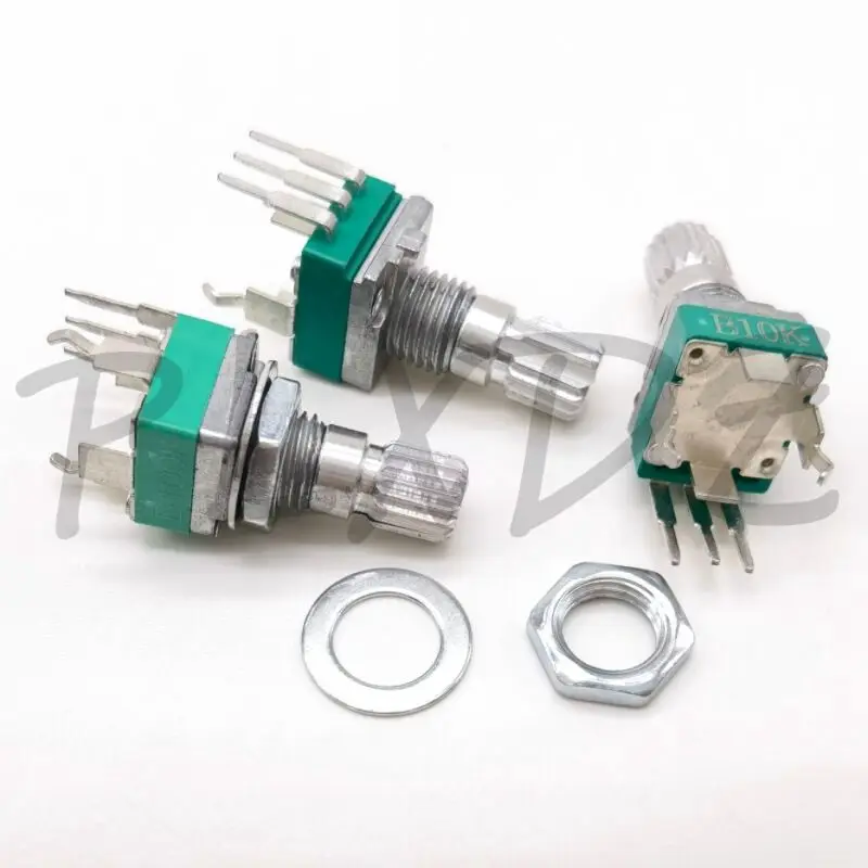 10PCS Vertical single R097 RK097 precision potentiometer with bracket, handle 15mm, no gear, 3 feet B10K 2K 5K 100K 250K 1M