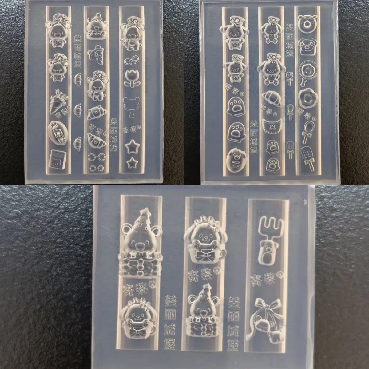 

3D Silicone Nail Mold Kitchen Cute Pet Bear Dog Cake Ice Cream Dessert Transparent Template DIY Design Nail Art Decoration