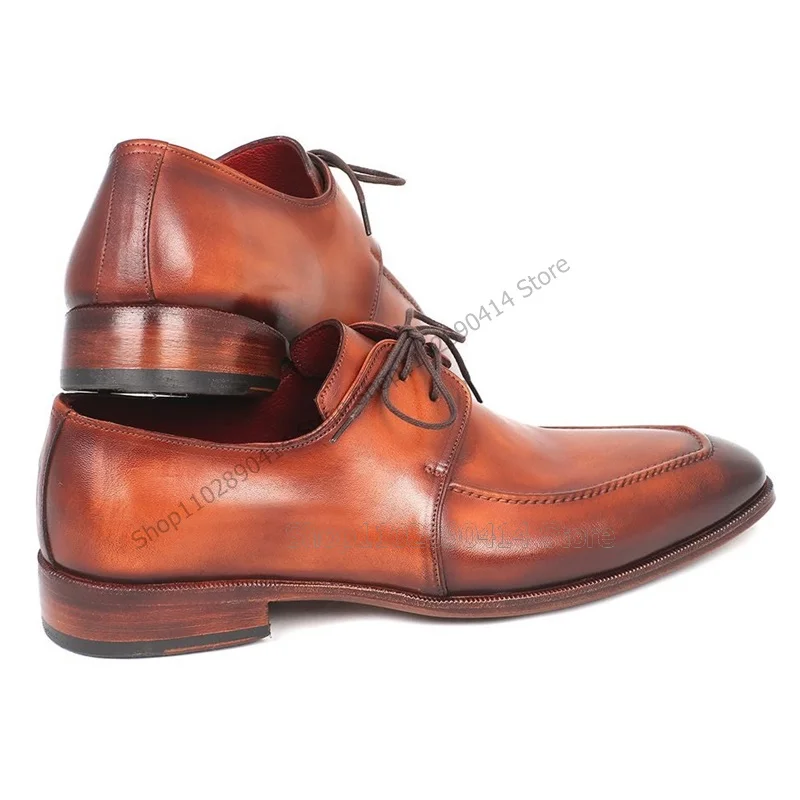 Sapatos masculinos com renda, cor gradiente marrom, moda masculina, artesanato luxuoso, vestido de banquete de festa, design de costura