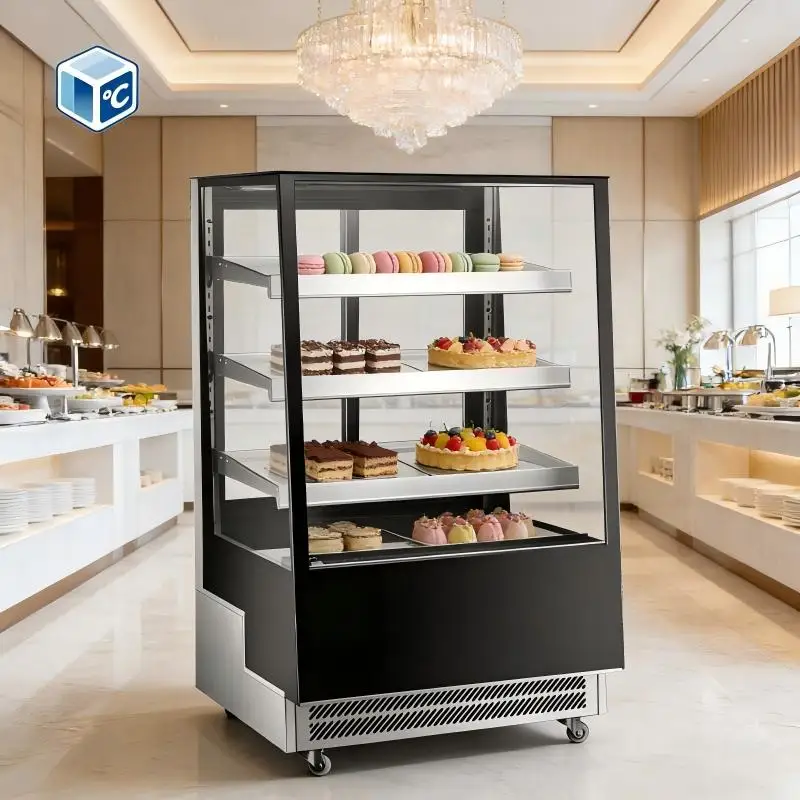 BJD-175 Commercial Cake Display Refrigerator Fan Cooling R290 3 Shelf LED Bakery Cafe Supermarket Display Case Glass Door Case