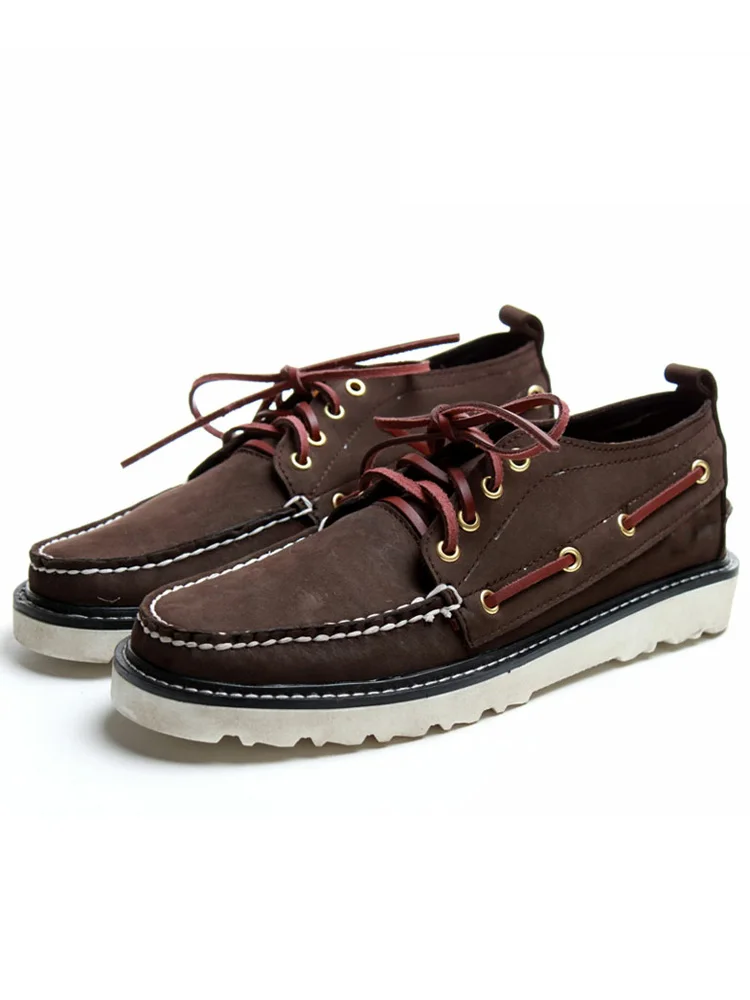 Men\'s Genuine Leather Classic Boat Shoes Fashion Flat Loafers Moccasins Shoes Male Zapatos Hombre Driving Shoes Lace up Sewing