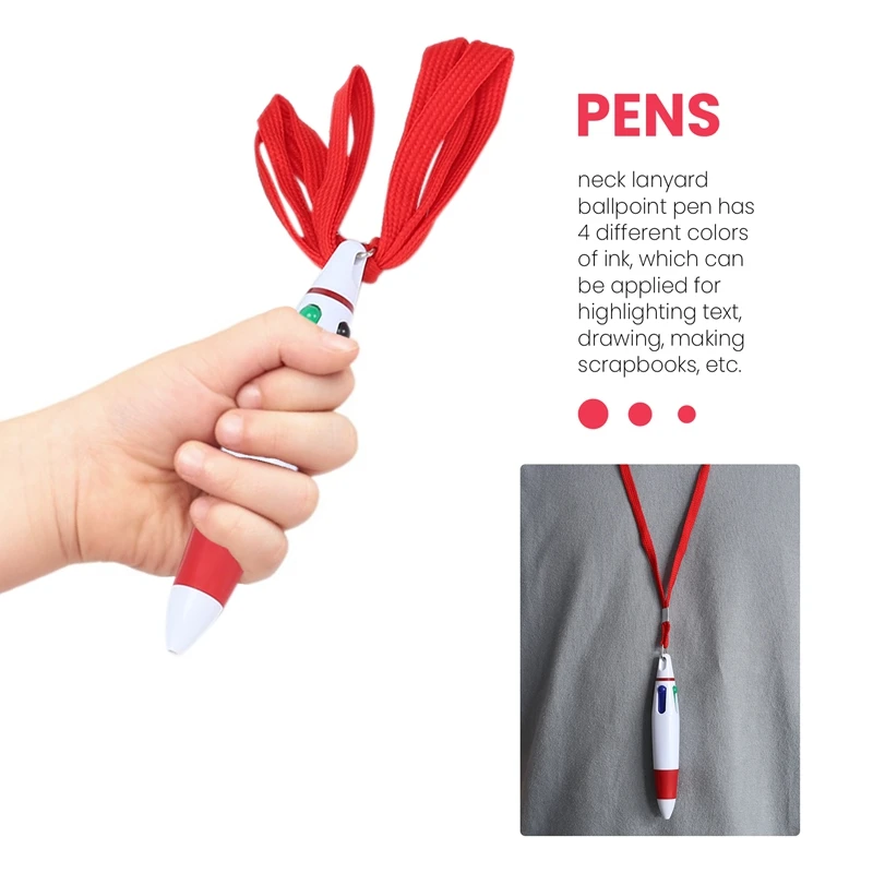 15 Pcs Retractable Pens On Lanyard Neck Pens In A Rope Shuttle Pen 4 Color Ink Ballpoint Pen With Chain For School Home