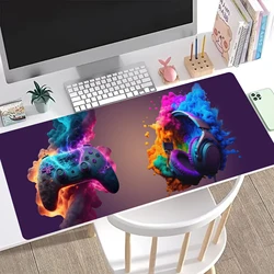 Gamepad Headphones Mouse Pad Desk Pad Mouse Mat for Keyboard, Gift Mouse Pad with Anti-Slip Rubber Base, Extended Desk Mat
