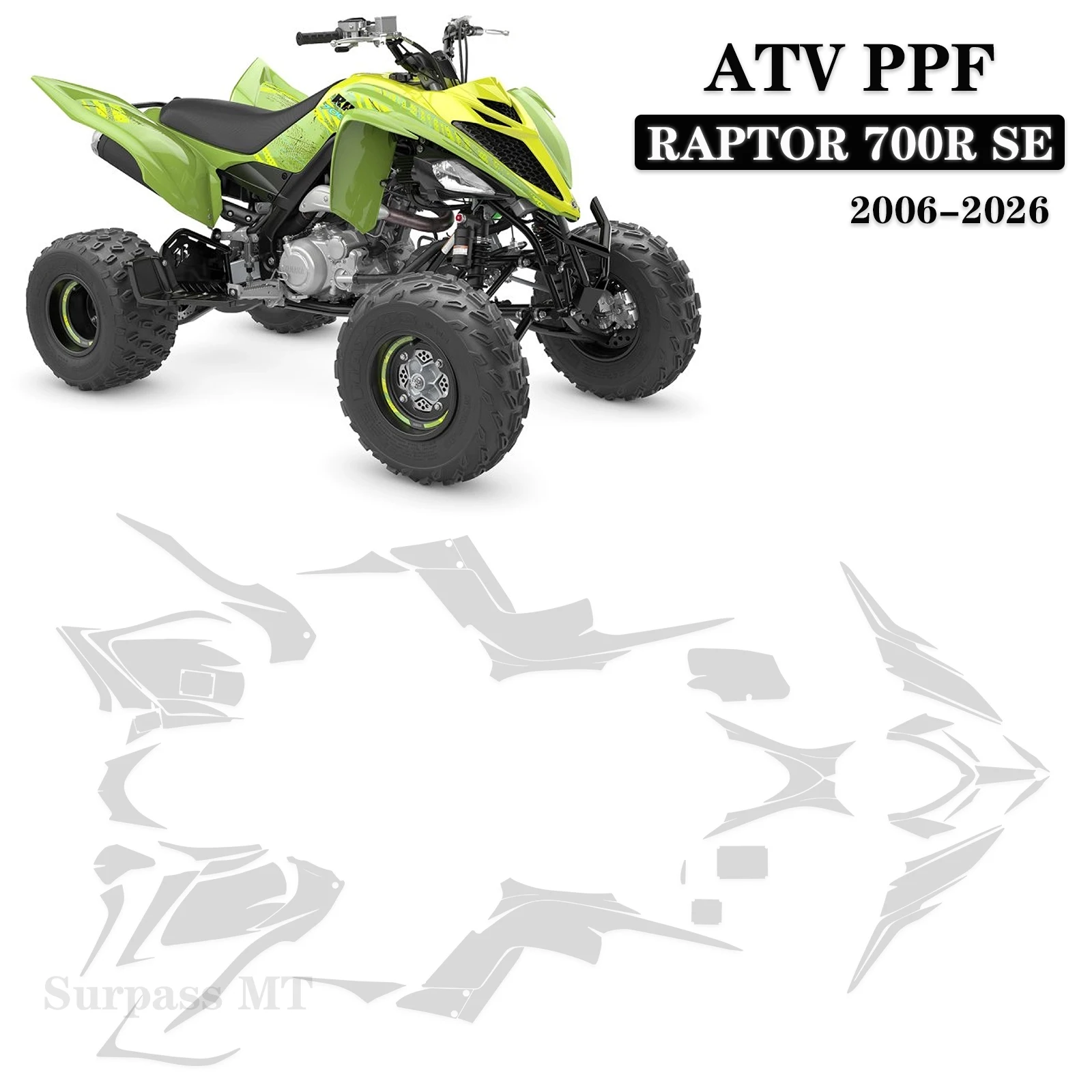 

Защитная пленка из ТПУ для мотоциклов Yamaha Raptor 700R SE, 7.5 мил толщиной, антицарапийная, для квадроциклов ATV PPF Raptor 700R SE