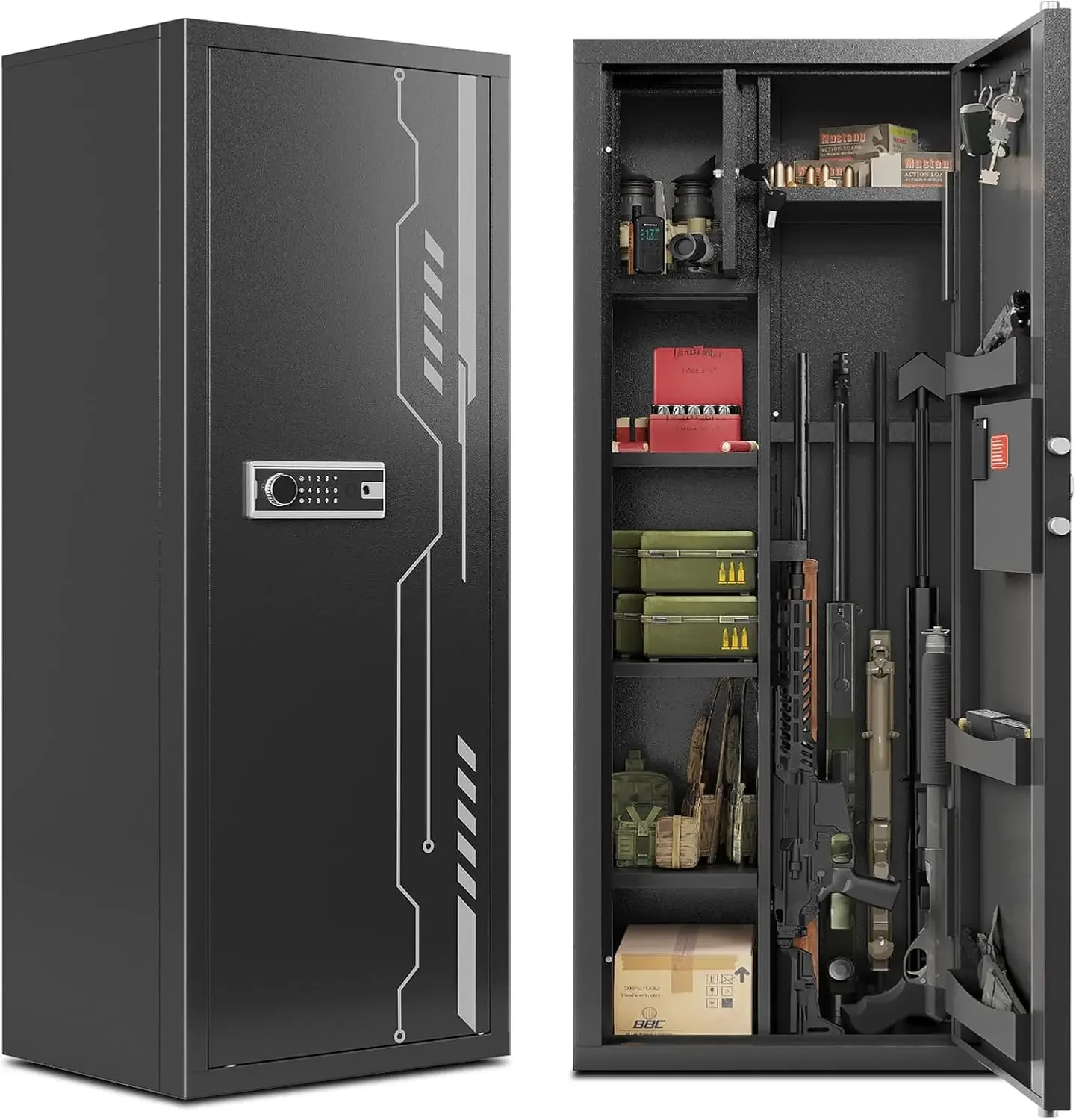 8-12 Gun Safe Multi-Function Gun Safe, Electronic Gun Cabinet with Removable Shelf and Rifle Rack