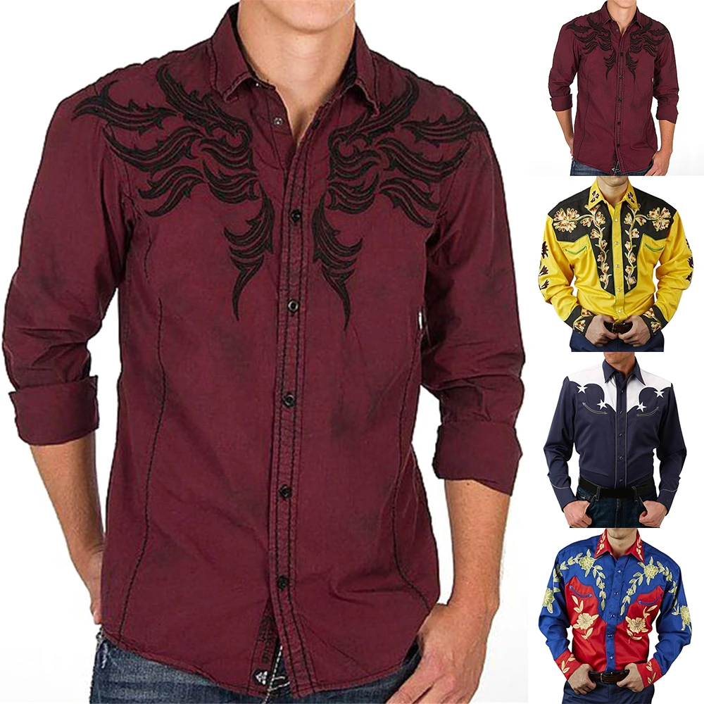 

Men 3D Printed Long Sleeve Shirts Casual Loose Slim Button Down Dress Shirt Tops Men's Clothing Fashion