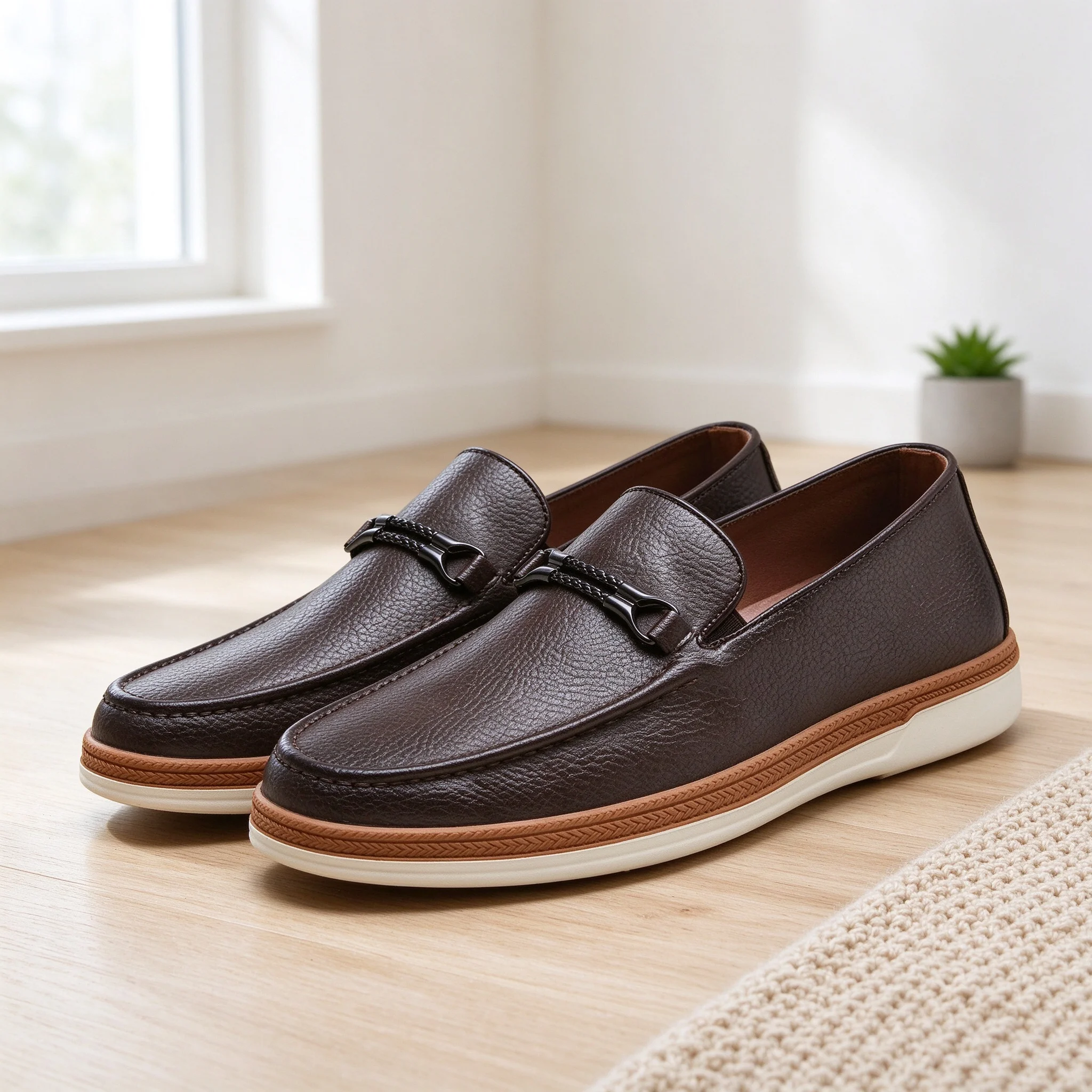 Desai Men's Dress Shoes Faux Leather Classic Horsebit Loafers Wide Width Fall Winter Comfortable Stylish Elegant Walking