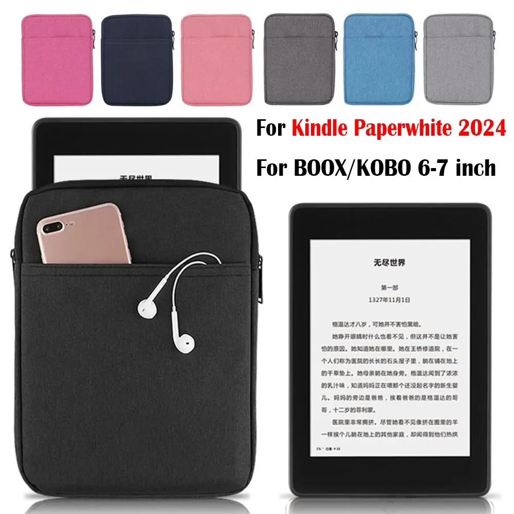 

12th Generation 6-7 inch e-Reader Sleeve Anti Scratch Wear Resistant SA568B Storage Bag for Kobo/Boox/Kindle Paperwhite 2024