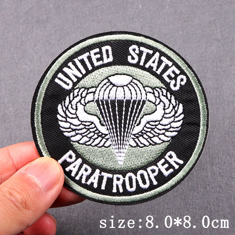 Paratrooper Patch Iron On Embroidery Patches For Clothing Thermoadhesive Patches On Clothes Army Military Tactical Fusible Patch