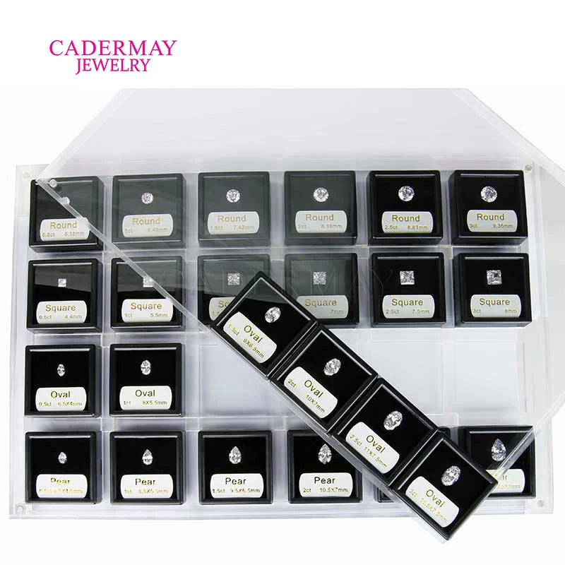 Cadermay Multishape Diamond Carat Weight Size Set Compare Size 6A Cubic Zircon 0.5ct-3ct Diamond Master Stones Set Diamond Tools