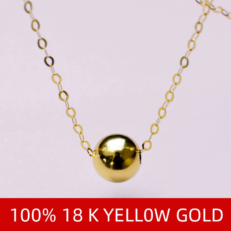 NYMPH Real 18K Gold Jewelry Necklace Solid Gold Ball Pendant Pure AU750 Chain for Women Fine Jewelry Wedding Gift D503