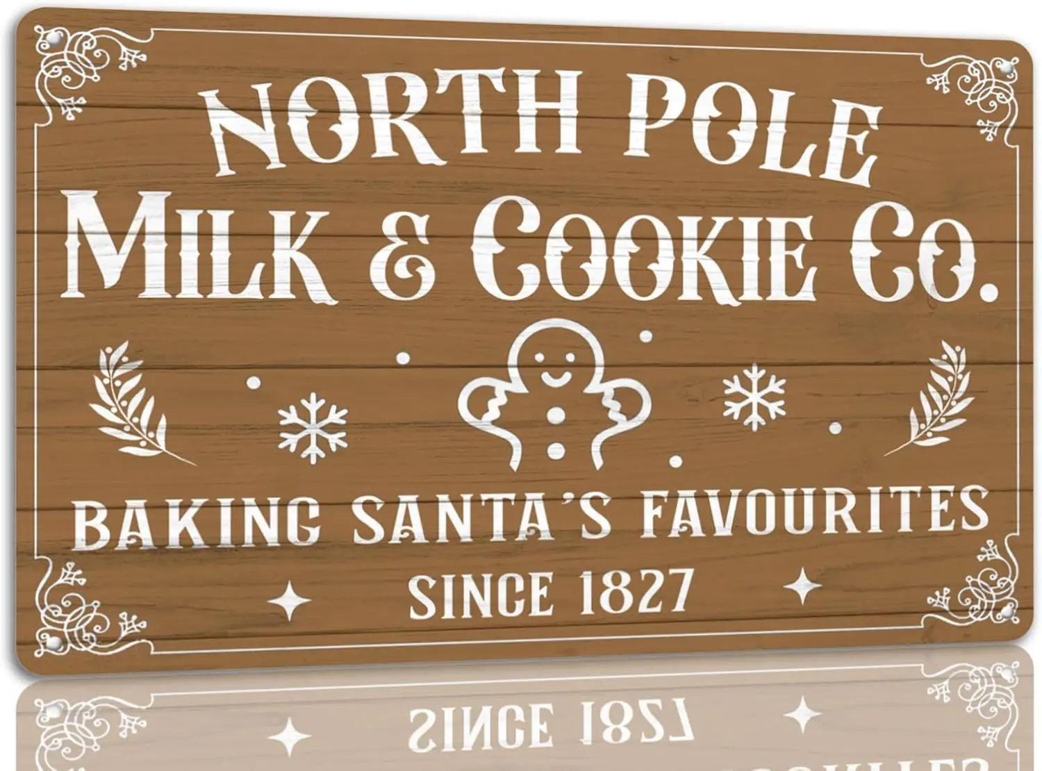 North Pole Milk And Cookie Co. Tin Sign Funny Christmas Metal Signs Retro Santa Sign Christmas Wall Art Decor For Home Cafe Shop