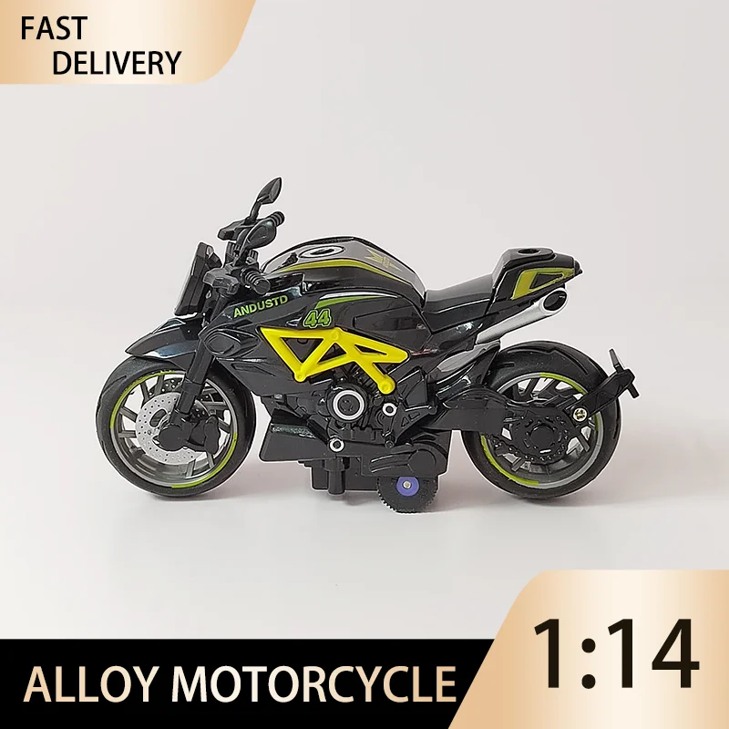 1:14 Mini Alloy Diecast Model Motorcycle Simulation Portable Pull-back Car Decor Off-road Vehicle Collection Boy Toys