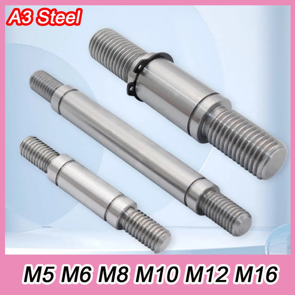 1pcs A3 Steel Double‑End Threaded Guide Shaft Piston Rod M5 M6 M8 M10 M12 M16 for Conveyor Roller Lenght 20-300mm