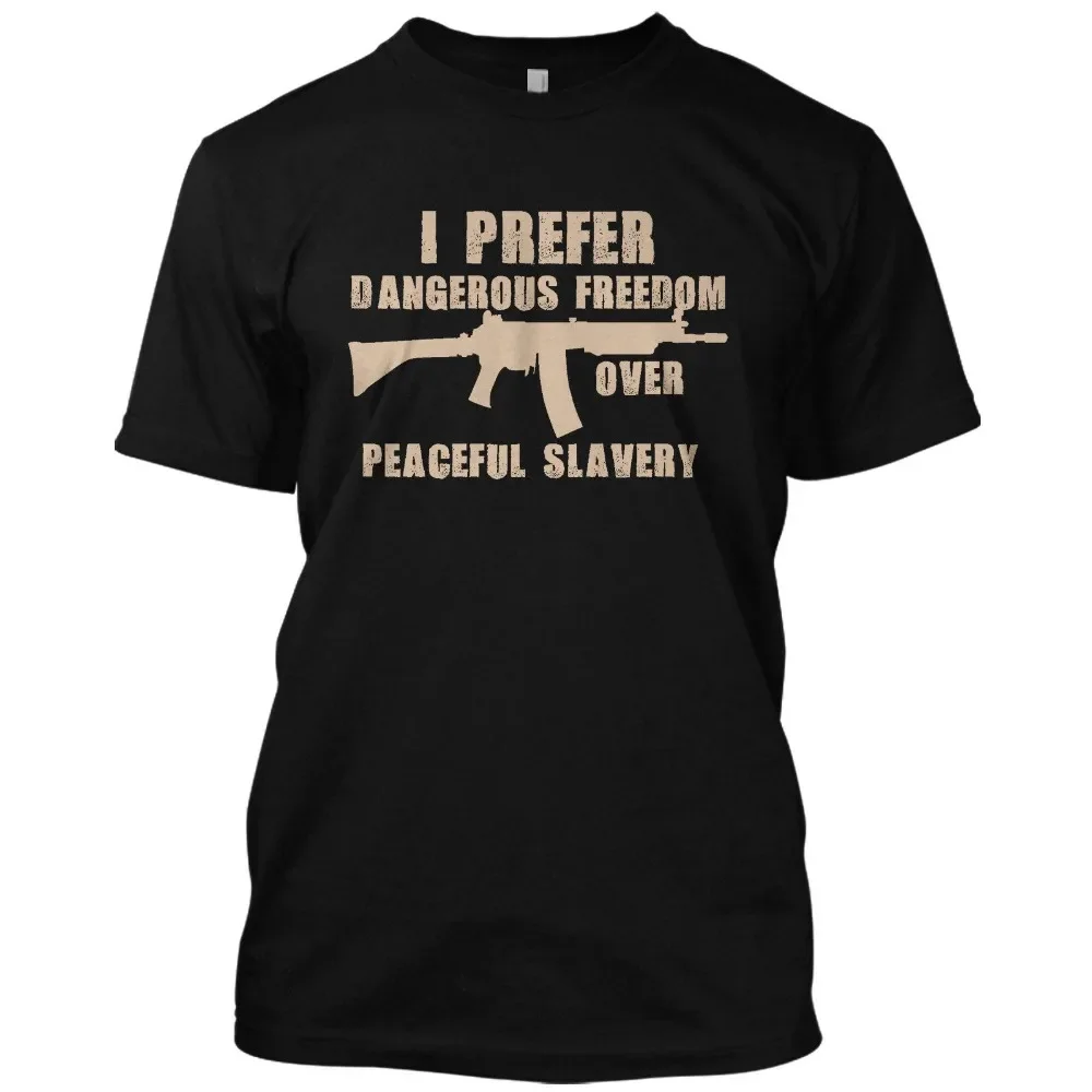 Tee-shirt à col rond pour hommes, nouvelle mode, à manches courtes, je préfère la liberté dangereuse que la servitude paisible, T-Shirt graphique