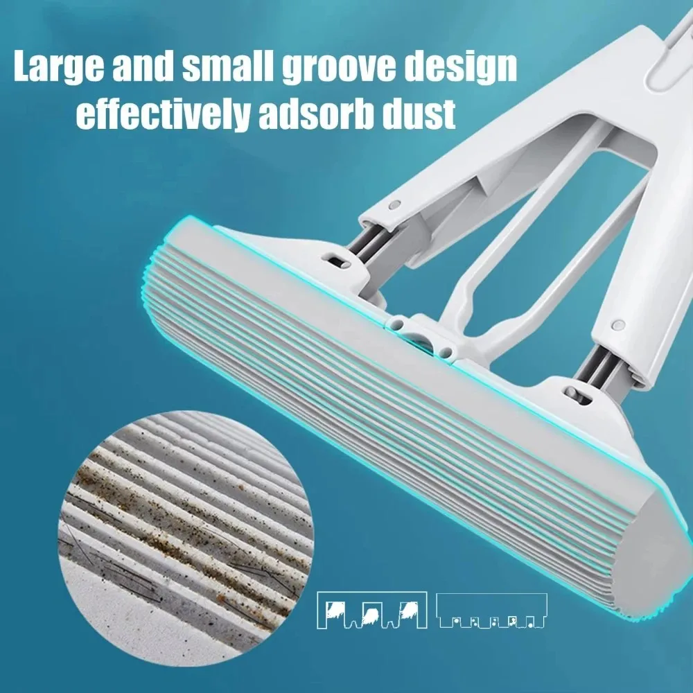 A Top-Quality Wet and Dry Self-Twisting PVA Sponge Mop Adjustable Handle, Super Absorbent Sponge Roller for Kitchen and Bathroom