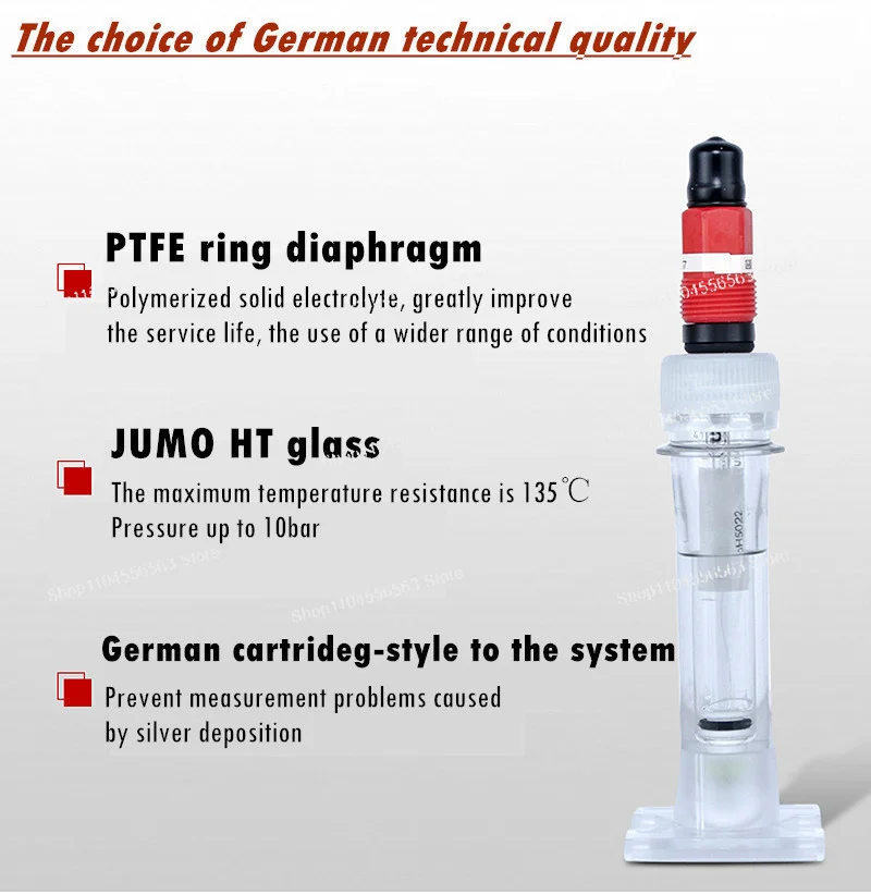 Industrial Online PH Sensor, Pluggable Glass Electrode Probe for JUMO & E+H Acidity Monitoring Systems