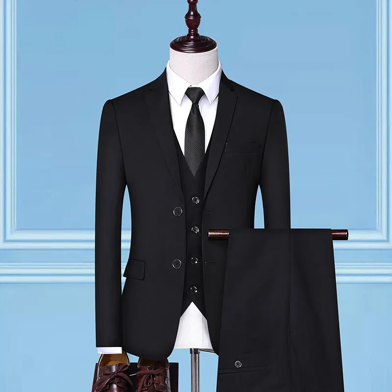 

Мужской деловой повседневный костюм Slim Fit для свадьбы и торжеств, городской стиль, из полиэстера, стандартный крой, корейский дизайн