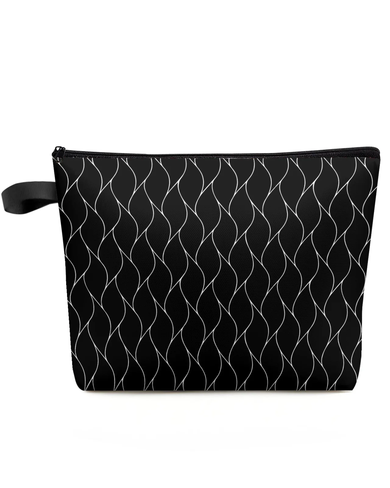 Black Wave Pattern Texture Makeup Bag Pouch Travel Essentials Lady Women Cosmetic Bags Toilet Organizer Kids Storage Pencil Case