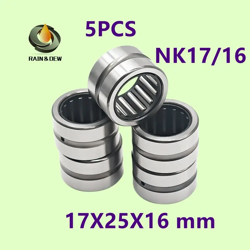 

5 шт. NK17/16 подшипник 17X25X16 мм игольчатые роликоподшипники сплошным воротником без внутреннего кольца подшипник NK17/16